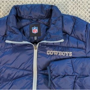 Y2K NFL Dallas Cowboys Quilted Puffer Jacket G-III Navy Embroidered Sz XL VGUC
